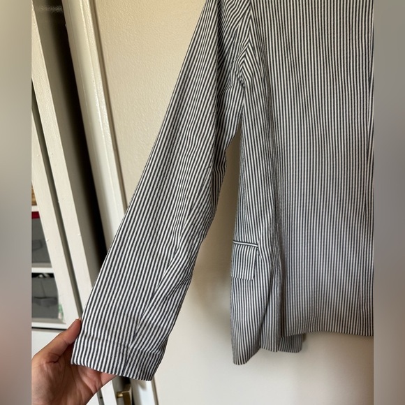 H&M cotton striped career work open front  blazer - Picture 8 of 12
